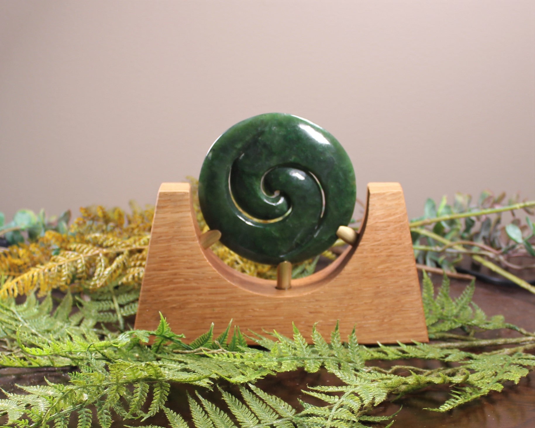 Koru or Spiral Sculpture carved from Hapopo Pounamu - NZ Greenstone
