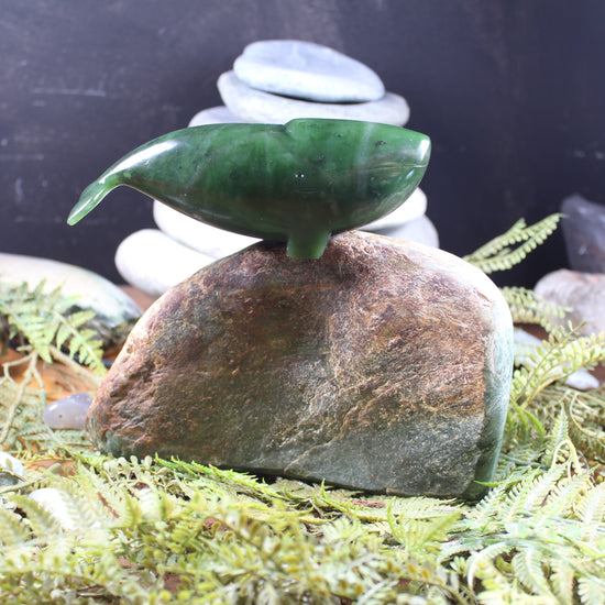 Whale Song Sculpture 1 carved from Hapopo Pounamu - NZ Greenstone