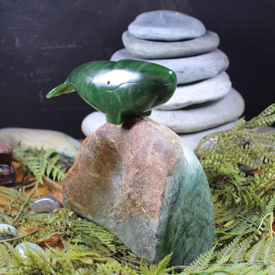 Whale Song Sculpture 1 carved from Hapopo Pounamu - NZ Greenstone